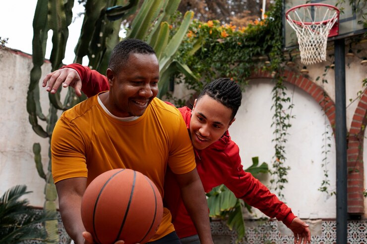 picture showing a father and son enjoying outdoor activities