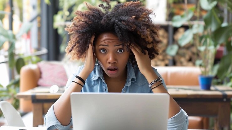 picture showing lady complaining about salary delays on her remote work